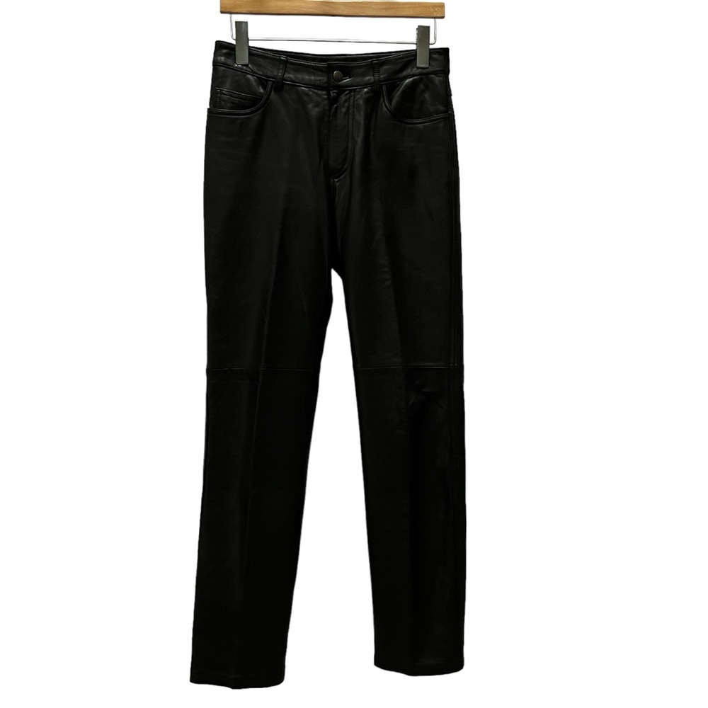 MODA INTERNATIONAL 100% Black Leather Lined Pants Size 6 - Picture 4 of 14